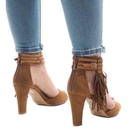 Sandales camel sur le post boho 1275-GL brun 2