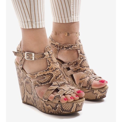 Sandales compensées camel A-7A brun 1