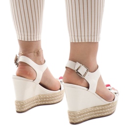 Sandales compensées blanches laquées 17060-74 2