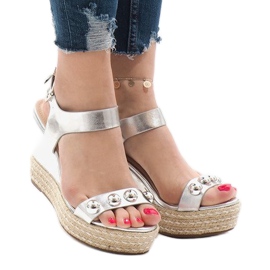 Sandales compensées laquées argent 17060-74 gris 1