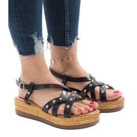 Sandales espadrilles noires sur la plateforme 314-2B le noir 1