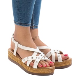 Sandales espadrilles blanches sur la plateforme 314-2B 1