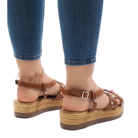 Sandales espadrilles camel sur la plateforme 314-2B brun 3