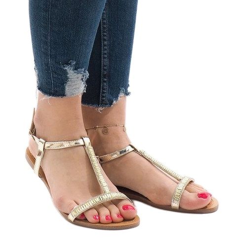 Sandales dorées ornées de SY-644 d'or 1