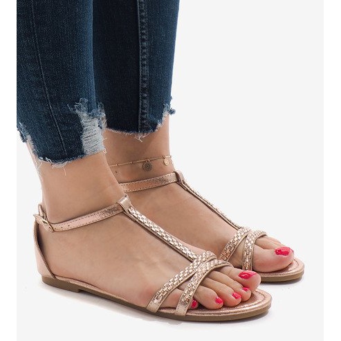 Sandales champagne ornées de WL017 jaune 1