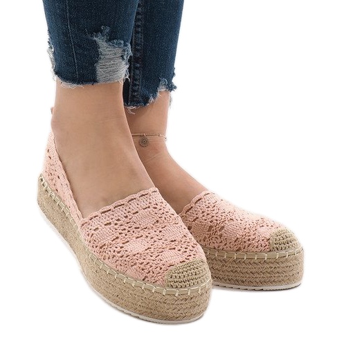 Espadrilles baskets roses sur la plateforme 7801-P 1