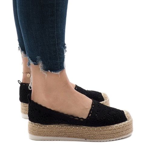 Espadrilles baskets noires sur la plateforme 7801-P 1