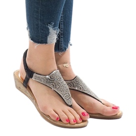 Sandales compensées noires avec un élastique FM4075 multicolore 1