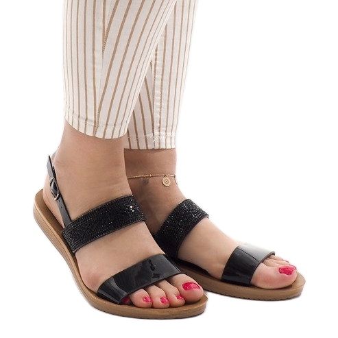Sandales noires à paillettes G-515-01 1