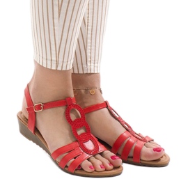 Sandales compensées rouges 860-57 1