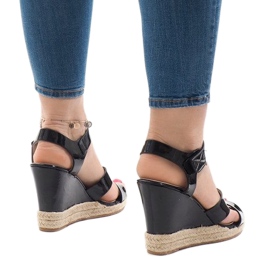 Sandales compensées noires LWF-5H5670 le noir 3