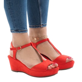 Sandales compensées rouges 6-309 1