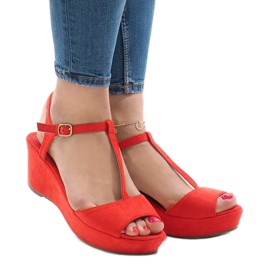 Sandales compensées rouges 6-309 2