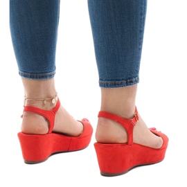 Sandales compensées rouges 6-309 3
