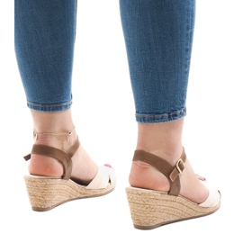 Sandales compensées beiges espadrilles 1484-1 3