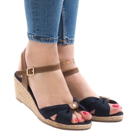 Espadrilles compensées bleu marine 1484-13 brun 1