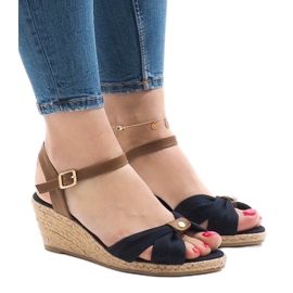 Espadrilles compensées bleu marine 1484-13 brun 2