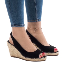 Sandales compensées noires 2894 1