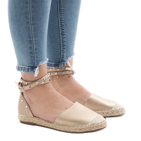 Sandales espadrilles dorées à boucle TH-155 1