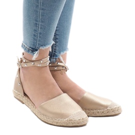 Sandales espadrilles dorées à boucle TH-155 d'or 2
