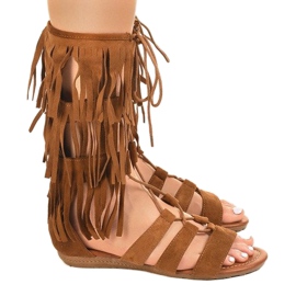 Sandales spartiates plates marron D-41 brun 1