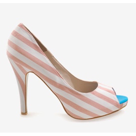 Escarpins roses ouverts K011 blanche 2 Escarpins roses ouverts K011 blanche 2