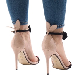 Sandales en daim rose avec un nœud et un nœud JZ-6334 le noir 3