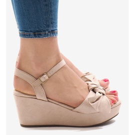 Sandales compensées roses à nœud F055 rouge 3