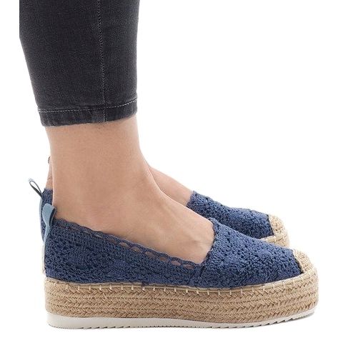 Baskets espadrilles bleues sur la plateforme 7801-P 1