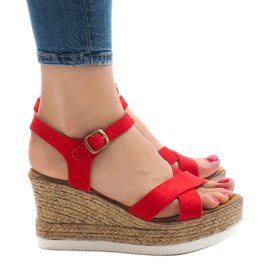 Sandales compensées rouges XL104 2