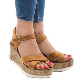Sandales compensées camel XL104 brun 1