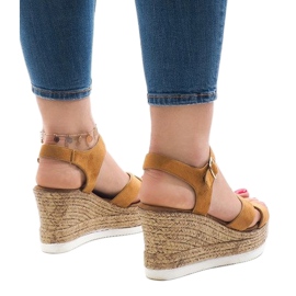 Sandales compensées camel XL104 brun 3