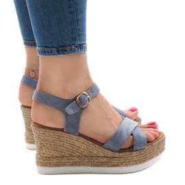Sandales compensées bleues XL104 2