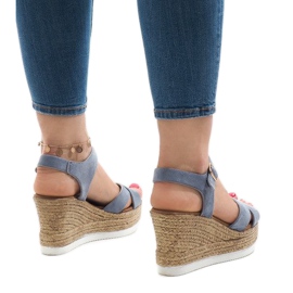 Sandales compensées bleues XL104 3