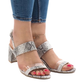 Sandales serpent sur le post suède S-7346 blanc 1