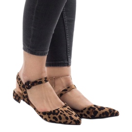 Sandales ballerines imprimé léopard 77-100 brun 1