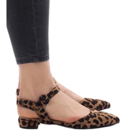 Sandales ballerines imprimé léopard 77-100 brun 2