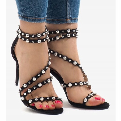 Sandales cloutées noires 8297-Y 2