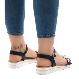 Sandales compensées noires avec un élastique 35-128 le noir 3