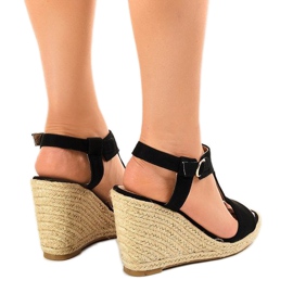 Sandales compensées noires Espadrilles H-69 le noir 3