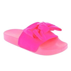 Chaussons rose fluo avec un nœud MU-6 1 Chaussons rose fluo avec un nœud MU-6 1