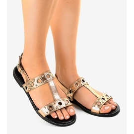 Sandales compensées champagne A-88 doré 1