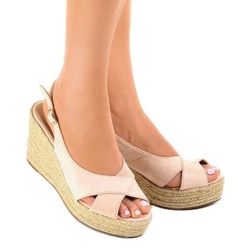 Sandales compensées beiges espadrilles 68-150 1