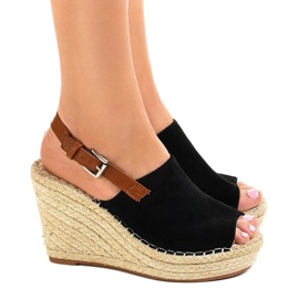 Sandales compensées noires espadrilles KA-20 le noir 2