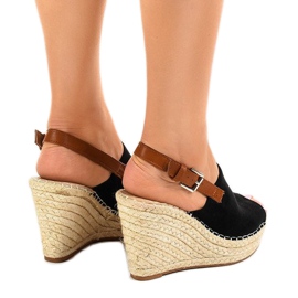 Sandales compensées noires espadrilles KA-20 le noir 3