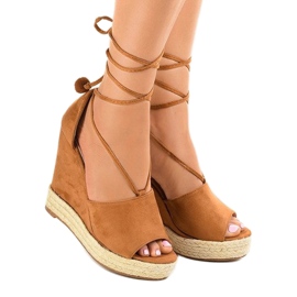 Sandales compensées marron espadrilles F35-18 brun 1