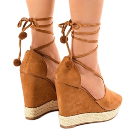 Sandales compensées marron espadrilles F35-18 brun 3