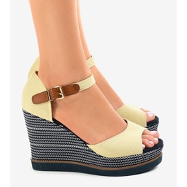 Sandales compensées beiges espadrilles 9079 2