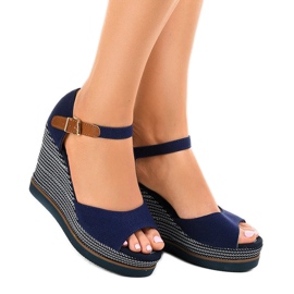 Espadrilles compensées bleu marine 9079 1