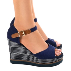Espadrilles compensées bleu marine 9079 2